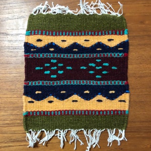 Zapotec handvävd merinoullunderlägg 20 x 23 cm