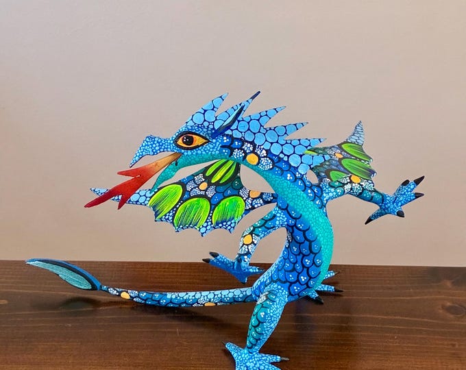 Hand Carved Wood Alebrije Dragon by Esperanza Martinez