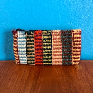 Portefeuille/porte-monnaie zapotèque en laine mérinos tissé à la main avec fermeture éclair env. 5 1/2" x 3"