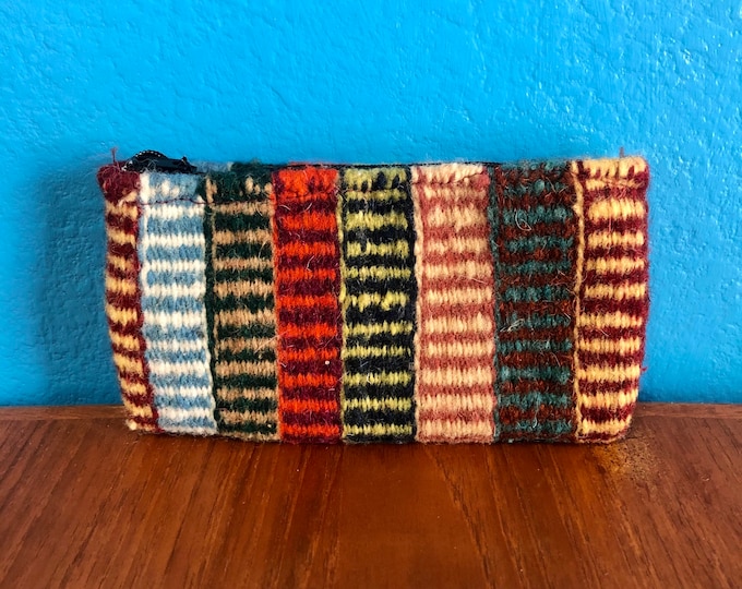 Zapotec hand woven merino wool wallet / change purse with zipper approx.  5 1/2” x 3”