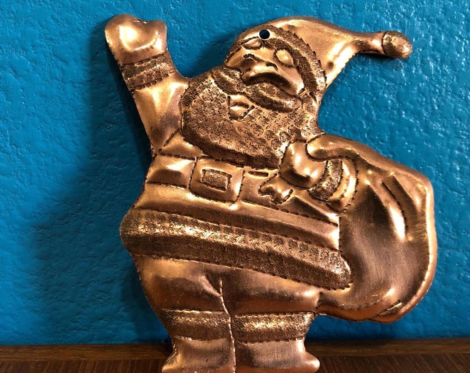 Handcrafted Hammered Copper Santa Claus Christmas Tree Ornament