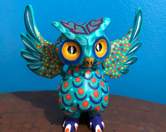 Alebrije Owl Handcrafted Wood Carving by Michelle Fuentes from Oaxaca, Mexico.