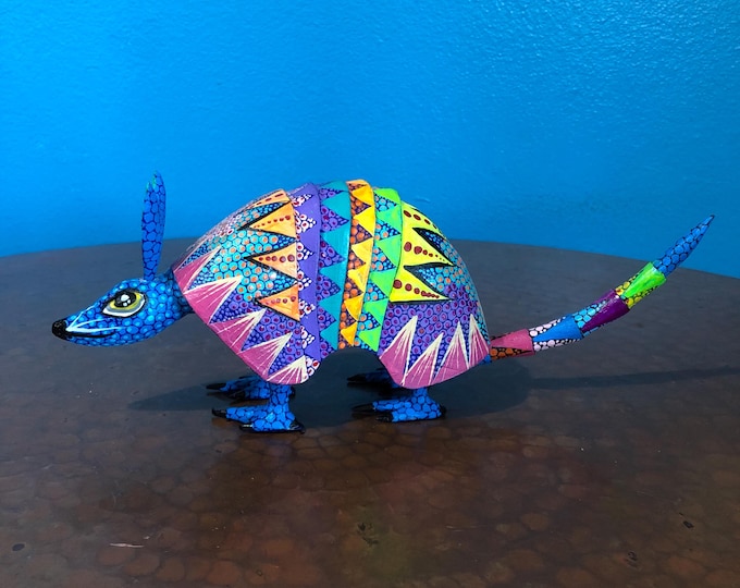 Alebrije Armadillo Wood Carving by Esperanza Martinez from Oaxaca, Mexico.