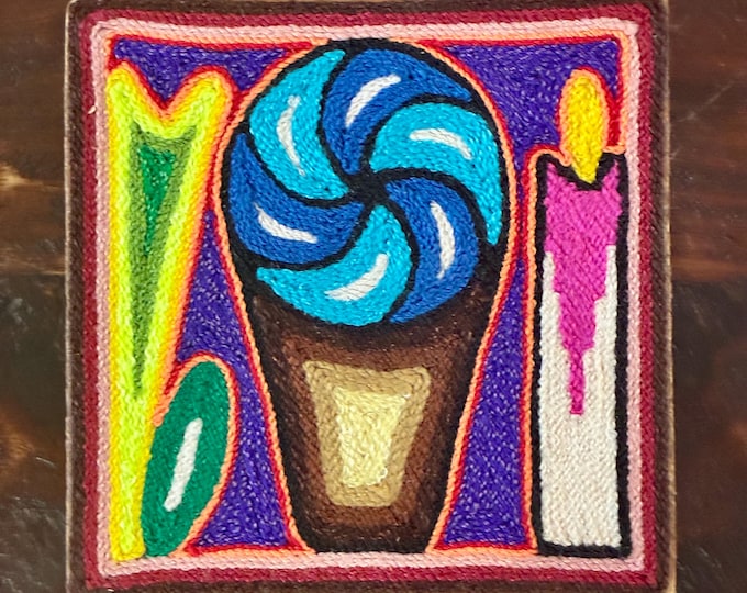 Huichol Yarn Art Nierika (4” x 4”) from Nayarit, Mexico