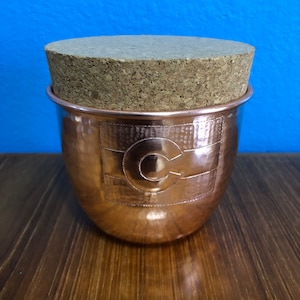 Hammered Copper Storage Container with Colorado Flag Engraving