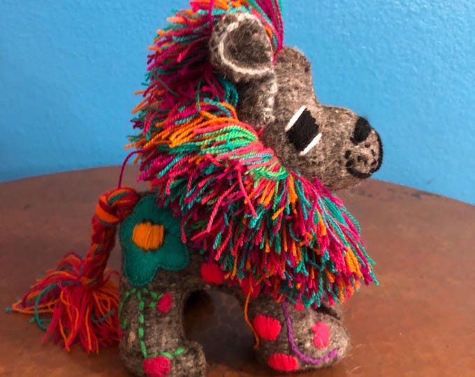 Hand Sewn Wool Stuffed Animal Lion Plush Toy