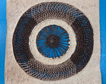 Handmade Amate Bark Paper Wall Art from Mexico (11 1/2" x 11 1/2")