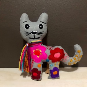 Hand Sewn Stuffed Animal Cat Plush Toy