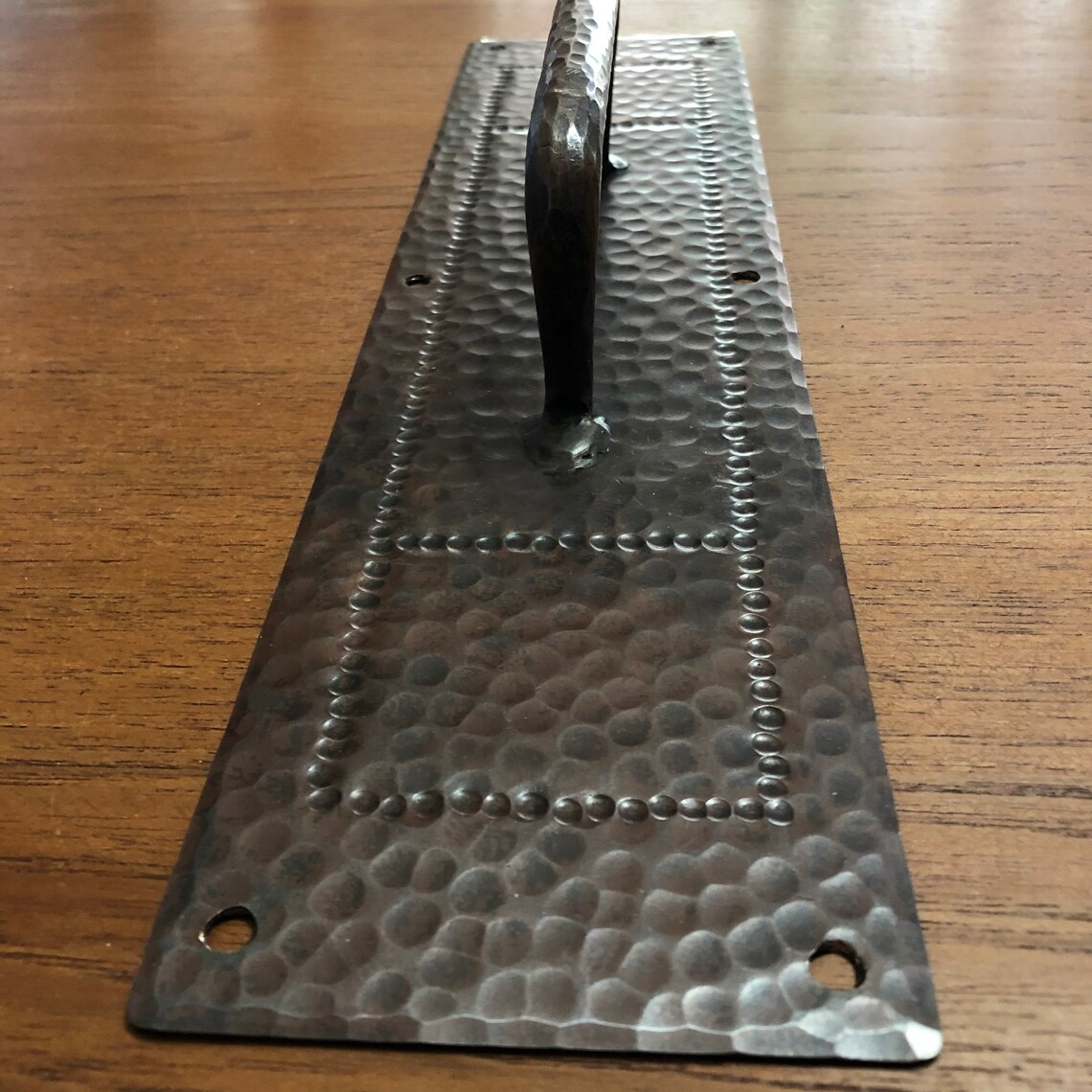 Hammered Copper Door Pull Plate With Brown Patina Etsy