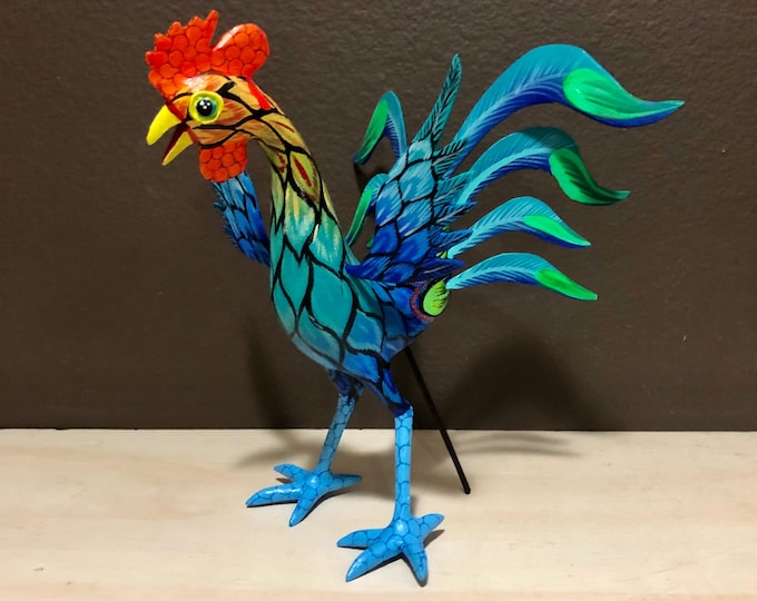 Alebrije Rooster Wood Carving by Esperanza Martinez from Oaxaca, Mexico.