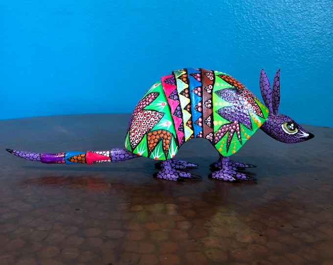 Alebrije Armadillo Wood Carving by Esperanza Martinez from Oaxaca, Mexico.