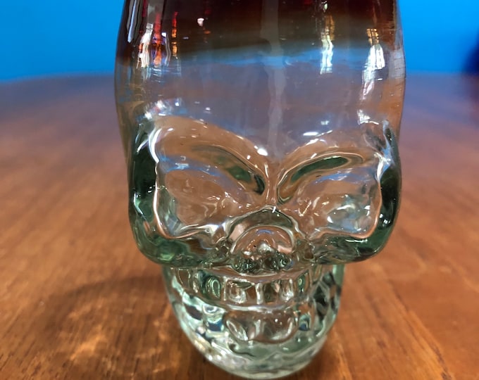 Hand Blown Skull Shaped Shot Glass (2oz) - Red Rim