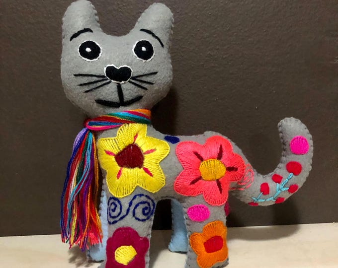 Hand Sewn Stuffed Animal Cat Plush Toy