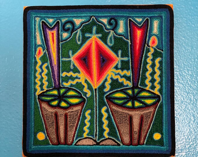 Huichol Yarn Art Nierika (7.9” x 7.9”) from Nayarit, Mexico