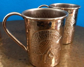 2-pack of 16oz Moscow Mule Copper Mugs, hammered w/ Colorado "C" with mountains engraving