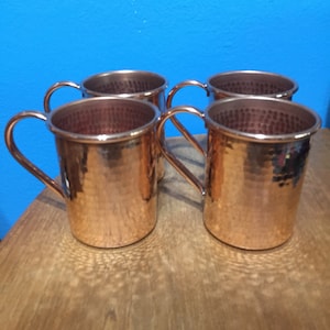 4-pack of 16oz Moscow Mule Copper Mugs, hammered