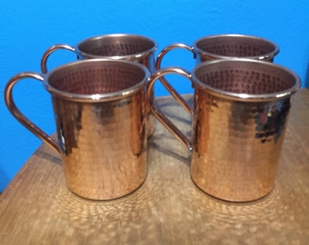 4-pack of 16oz Moscow Mule Copper Mugs, hammered