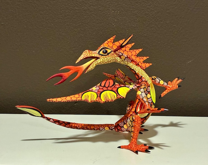 Hand Carved Wood Alebrije Dragon by Esperanza Martinez