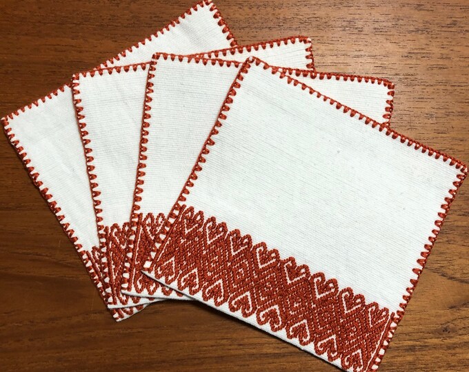 Handwoven Cotton Coasters (set of four) from Larráinzar, Chiapas, Mexico - 5.5” x 5.5”