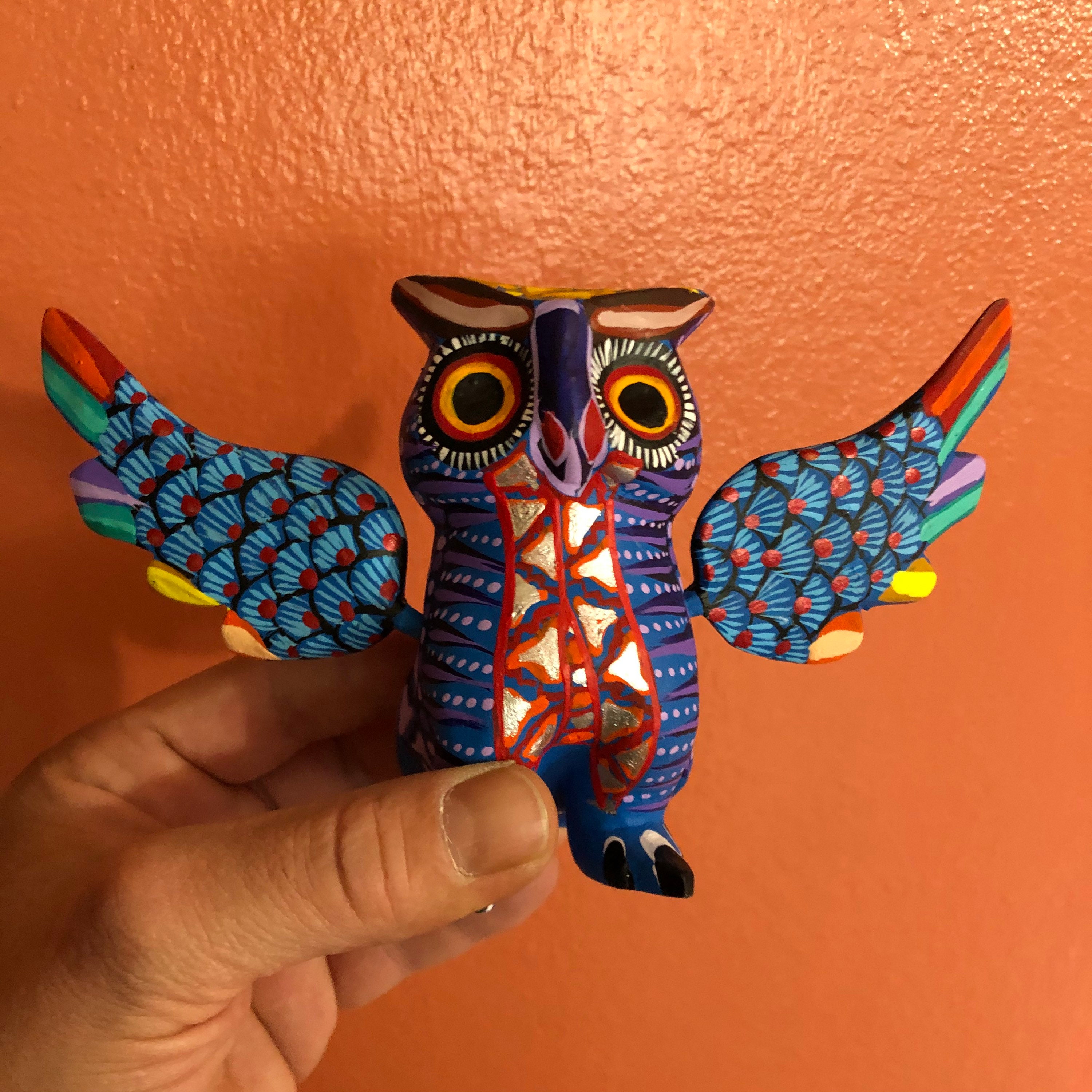 Alebrije Owl Handcrafted Wood Carving by Zeny Fuentes & Reyna Piña from