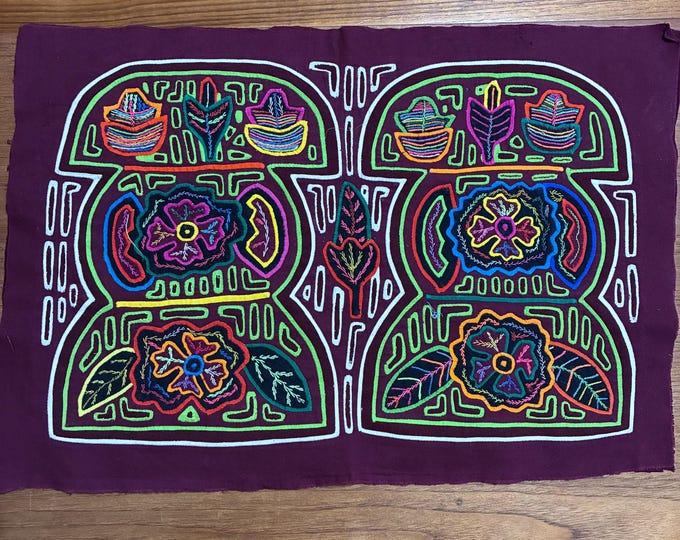 Authentic Guna (Kuna) Mola Textile Art Panel - Hand-Stitched Reverse Appliqué