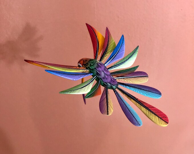 Alebrije Hummingbird Handcrafted Wood Carving by Zeny Fuentes & Reyna Piña from Oaxaca, Mexico.