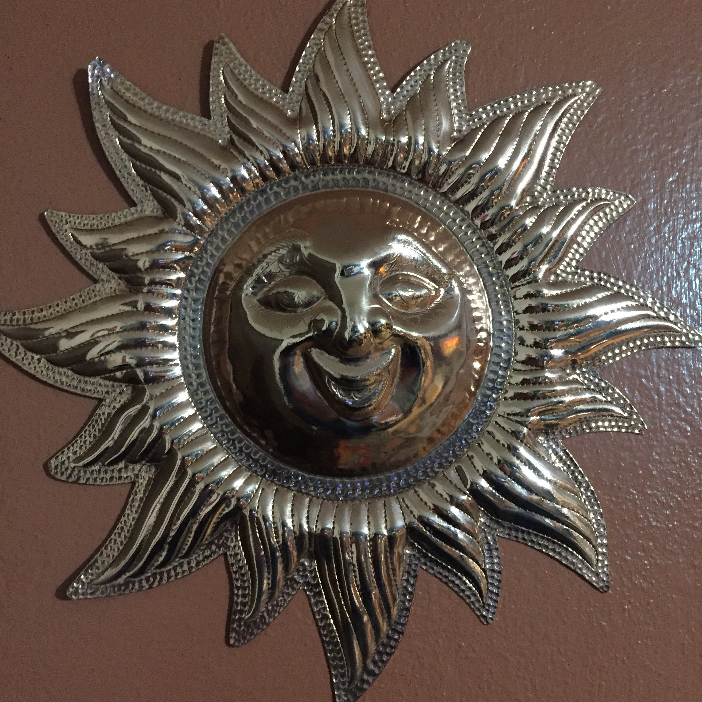 Handcrafted Pure Hammered Copper Sun 12 Diameter