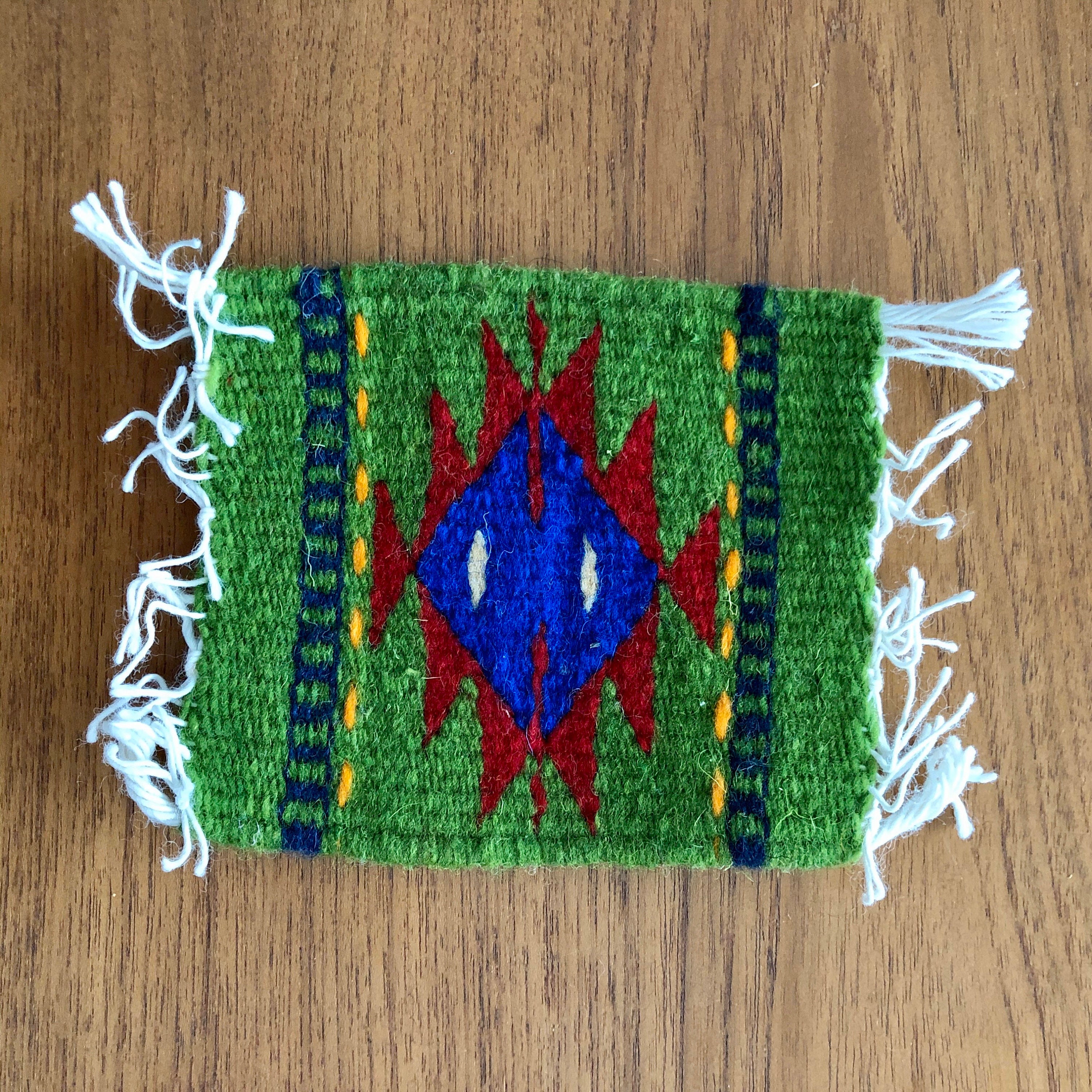 Zapotec hand woven merino wool coasters set of two approximately (5