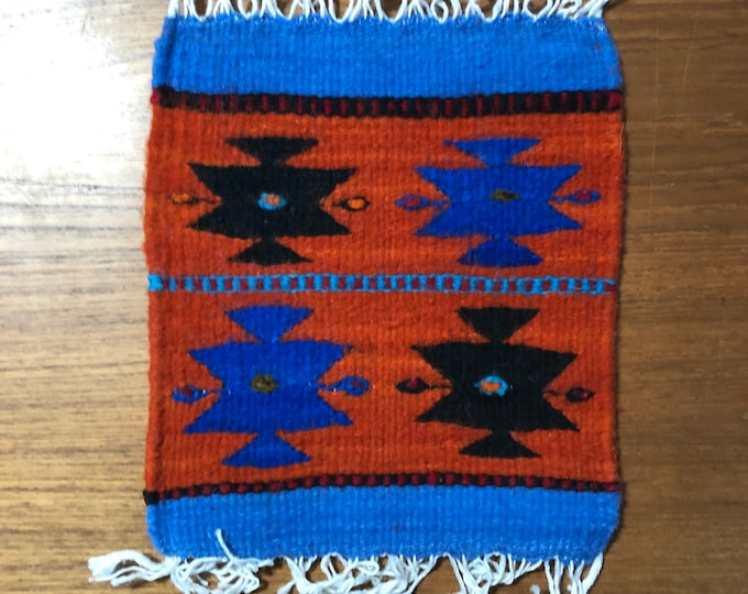 Zapotec hand woven merino wool trivet hot pad 8” x 9”