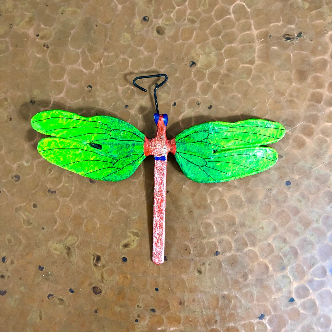 Handcrafted Paper Mache Dragonfly Ornament Etsy