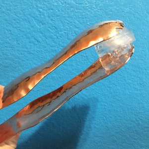 Hammered Copper Serrated Ice Tongs