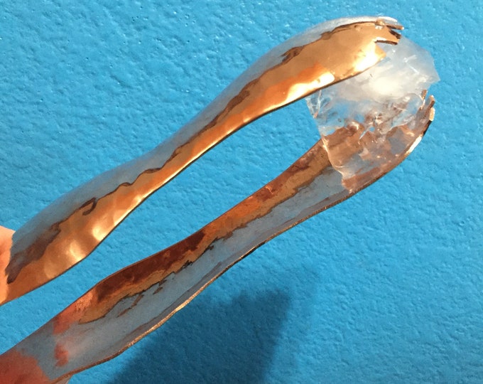 Hammered Copper Serrated Ice Tongs