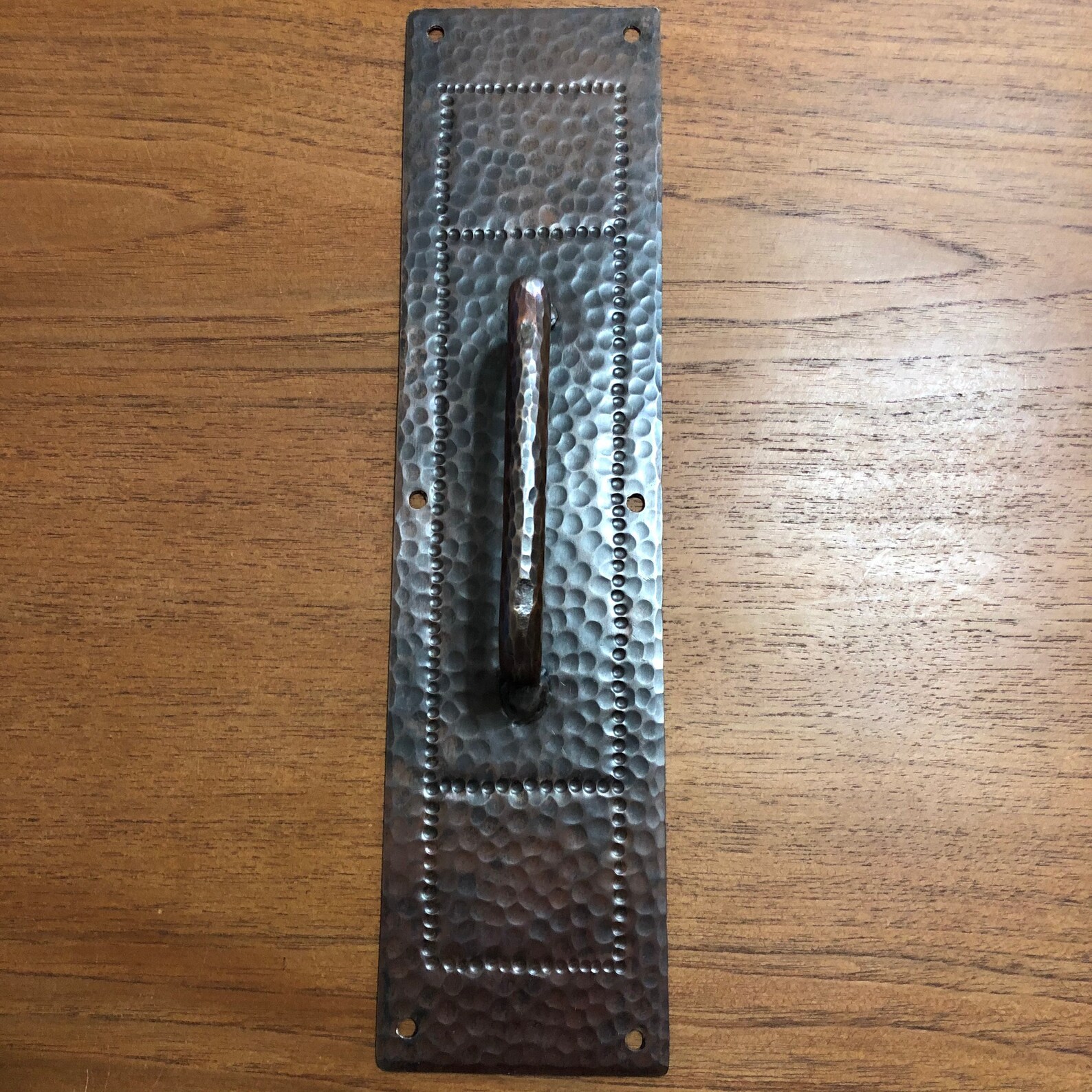 Hammered Copper Door Pull Plate With Brown Patina Etsy