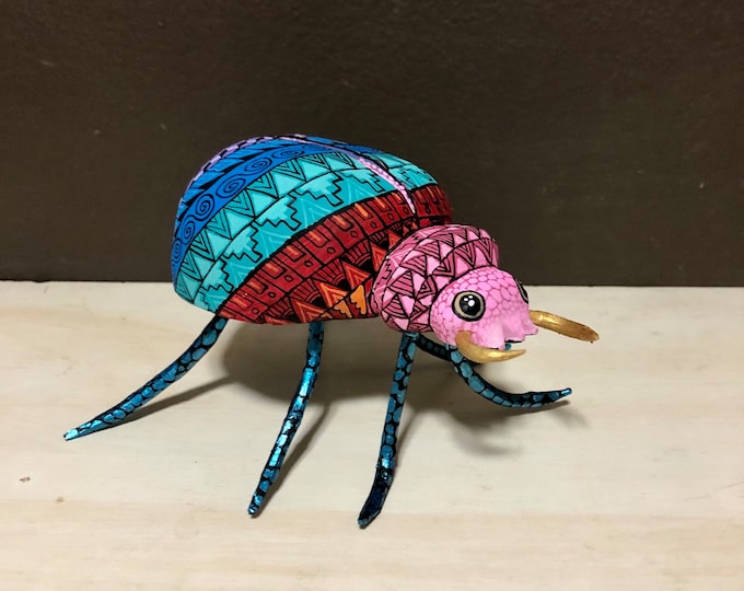 Alebrije Beetle Wood Carving by Roberto and Esperanza Martinez from Oaxaca, Mexico