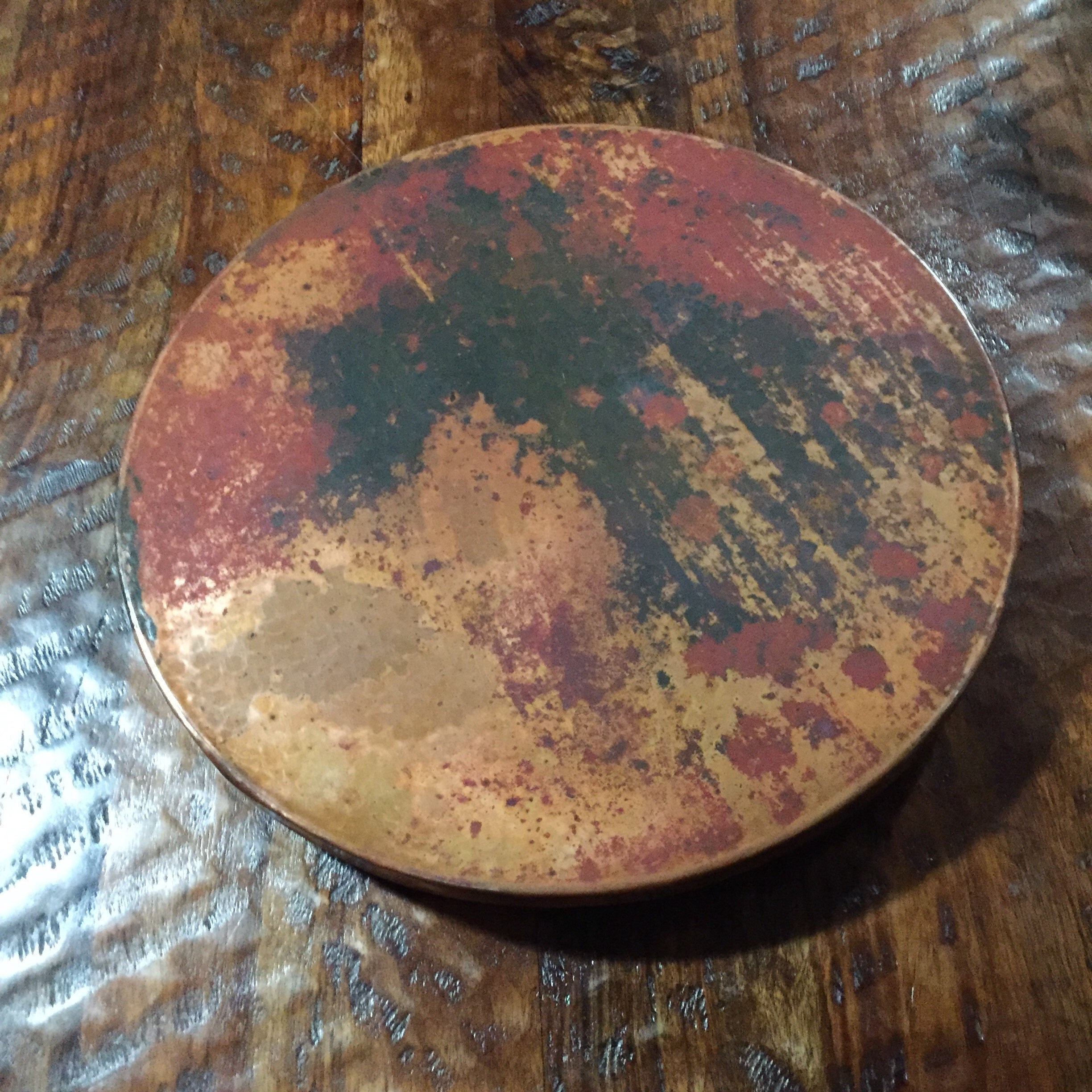 Hammered Copper Lazy Susan rotating serving tray (14 diameter)