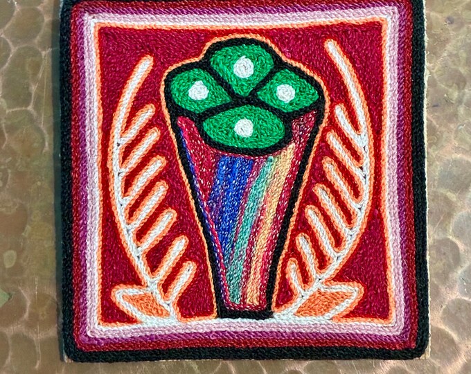 Huichol Yarn Art Nierika (4” x 4”) from Nayarit, Mexico
