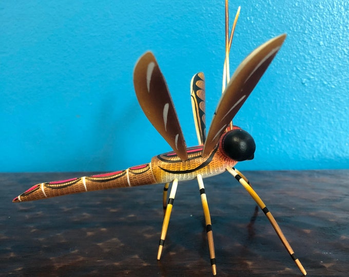 Alebrije Dragonfly Handcrafted Wood Carving by Zeny Fuentes & Reyna Piña from Oaxaca, Mexico.