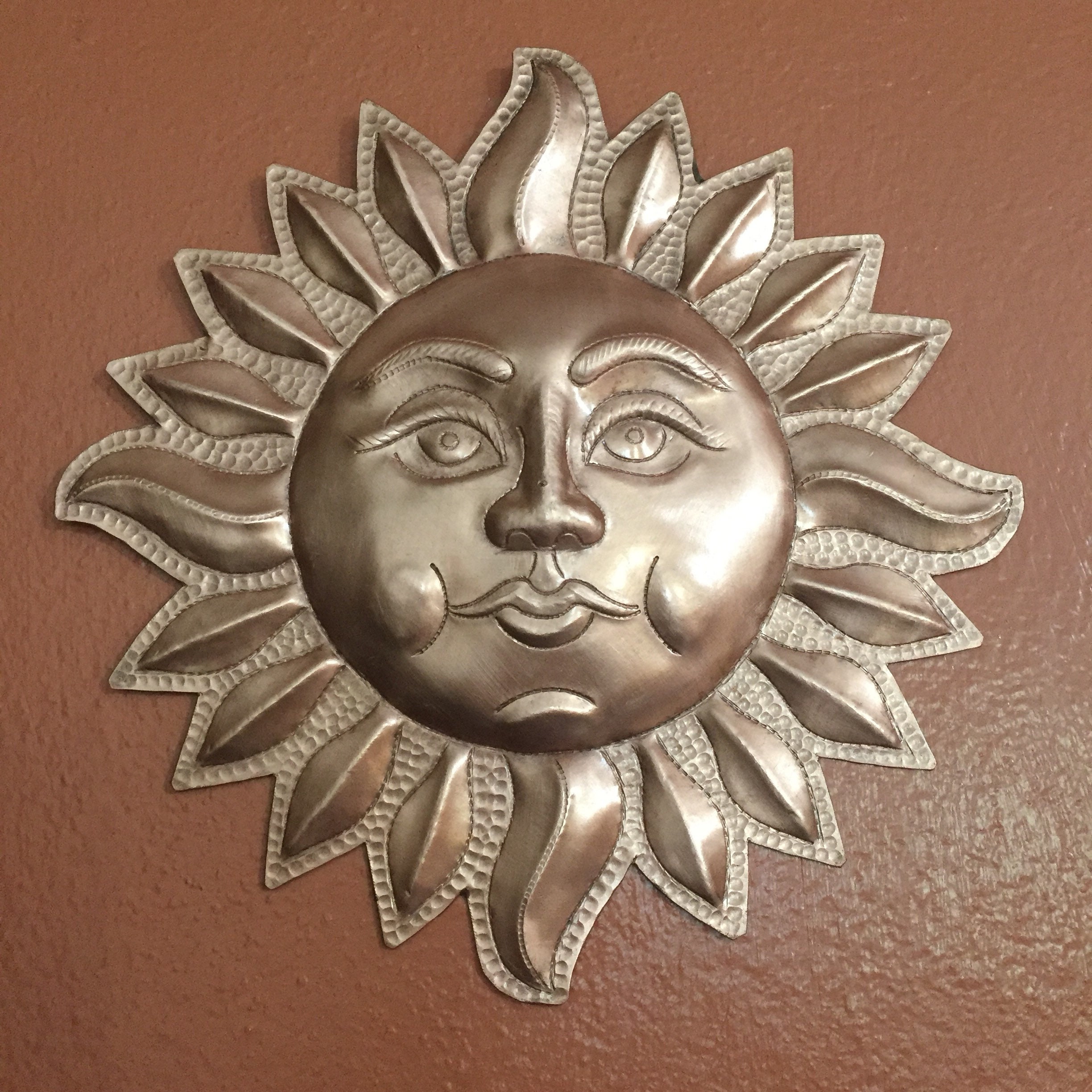 Handcrafted hammered copper 8 sun wall decor
