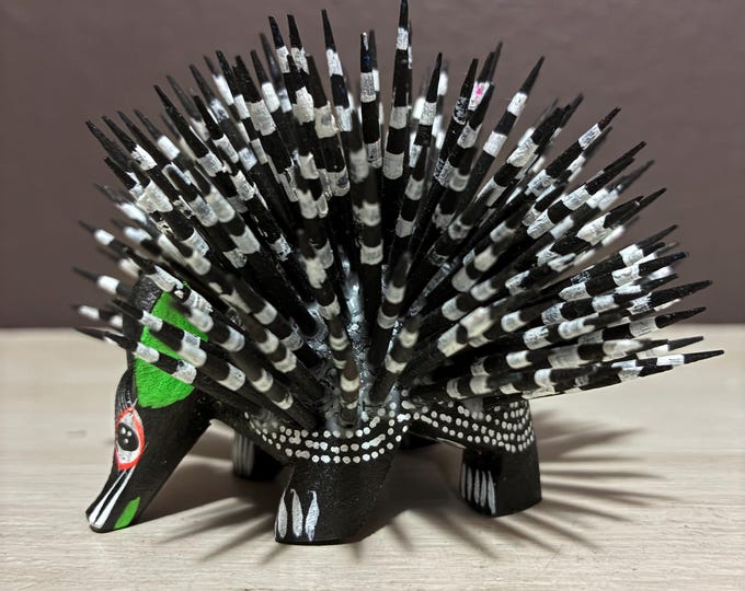 Alebrije Wood Carving Porcupine from Oaxaca, Mexico by Esperanza Martinez