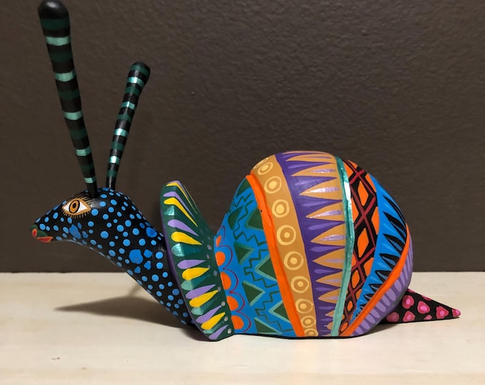Alebrije Snail Handcrafted Wood Carving by Zeny Fuentes & Reyna Piña from Oaxaca, Mexico.