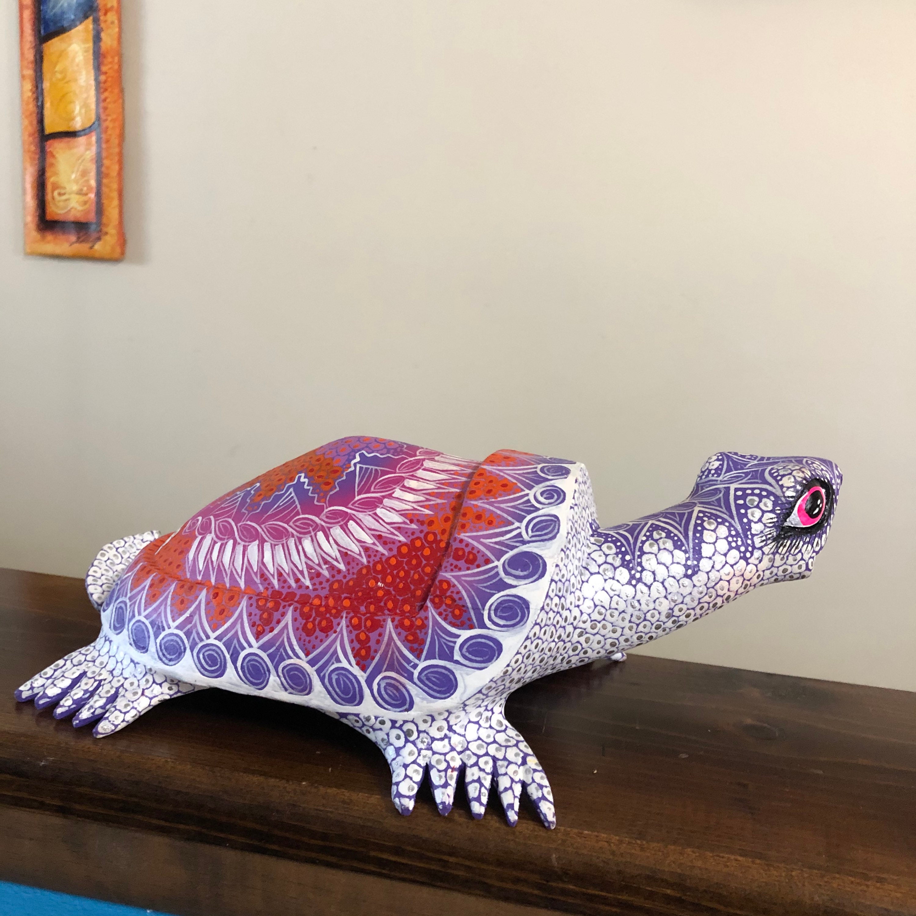 Alebrije Turtle Wood Carving by Esperanza Martinez from Oaxaca, Mexico.