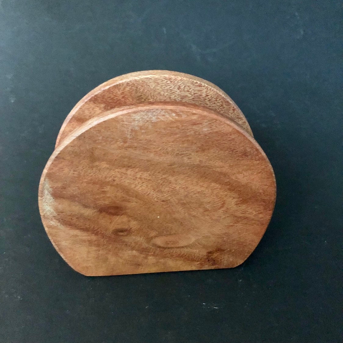 Hand carved wood napkin holder made with Guamuchil wood from Mexico