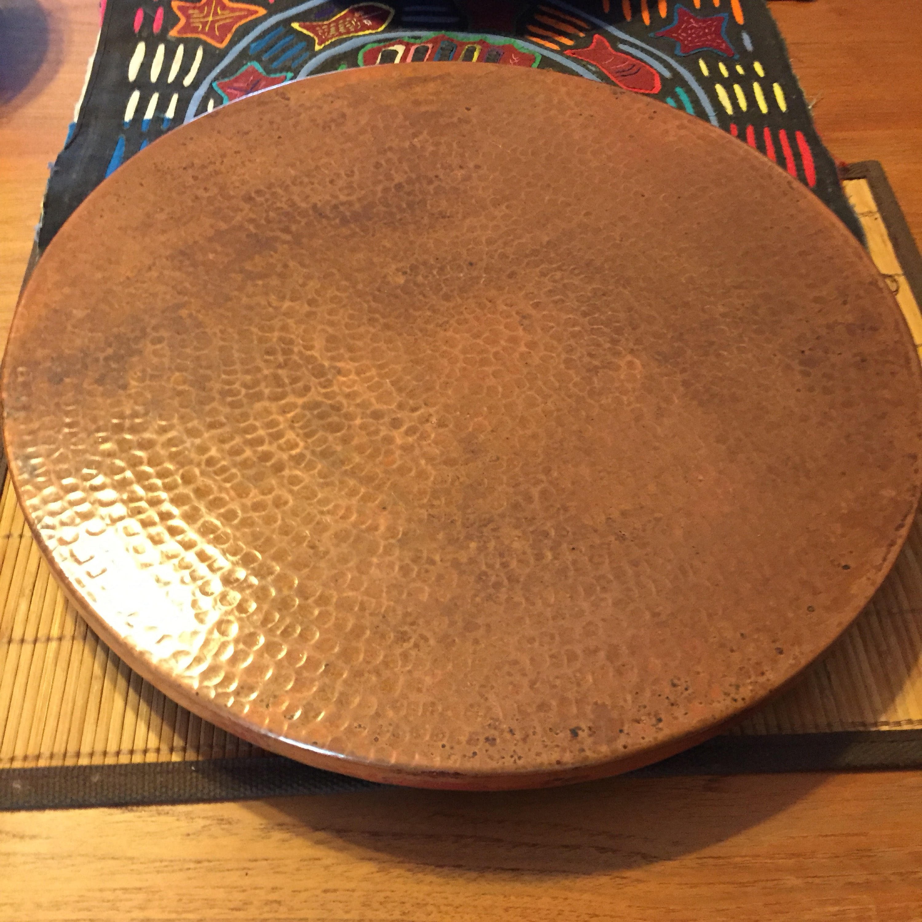 Hammered Copper Lazy Susan rotating serving tray (16 diameter)
