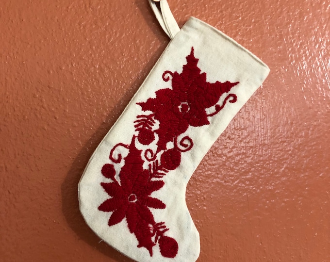 Hand embroidered Otomi Mini Stocking from Hidalgo, Mexico.