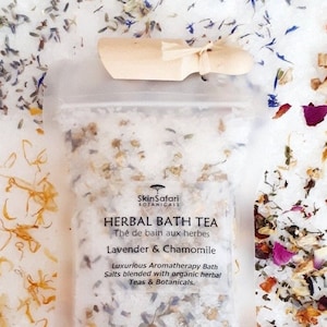 HERBAL BATH SALTS - Hand blended Sea + Epsom Salts with Herbs + Aromatherapy Essential Oils - Sels de thé de bain