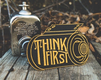 Think First Camera 35mm Film Roll Embroidered Patch