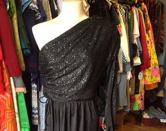 Vintage Karen Okada Black Sparkly Dress