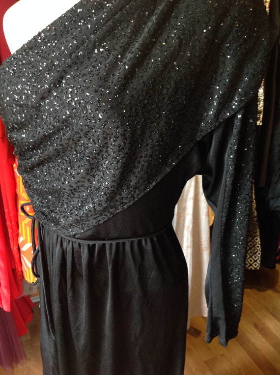 Vintage Karen Okada Black Sparkly Dress - image 3