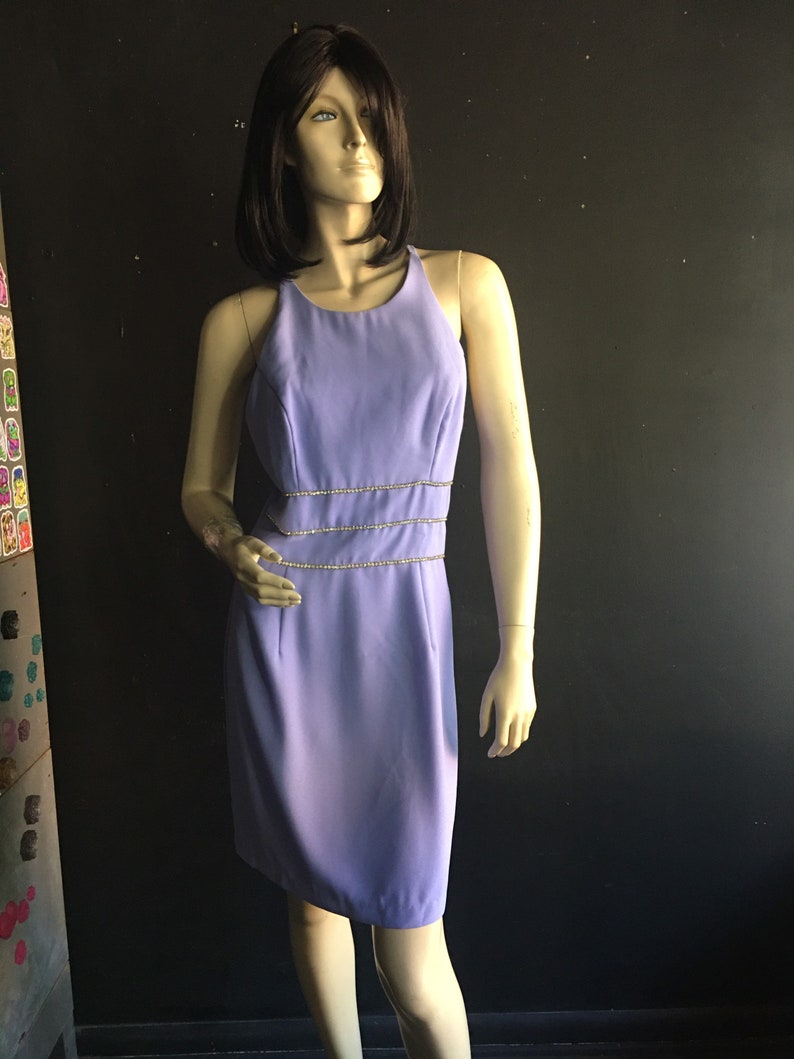 1990s Vintage lavender rhinestone dress image 2