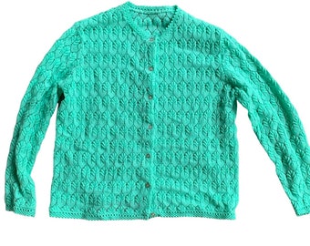 1960s vintage sea foam green knit cardigan